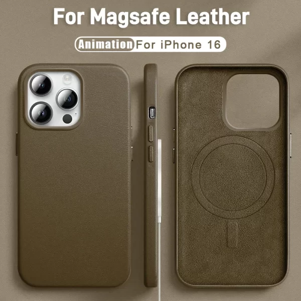 Luxury Animation Magnetic Leather Cases For iPhone 16 15 13 14 Pro Max Plus For Magsafe Wireless Charging Protective Back Cover